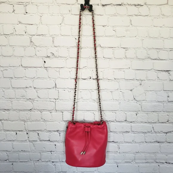 RALPH LAUREN Emmy Medium Nappa Leather Pink Bucket Crossbody - Picture 6 of 16